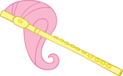 Size: 898x554 | Tagged: safe, artist:circuitboard, fluttershy, g4, ambiguous gender, flute, musical instrument, pun, solo, species swap
