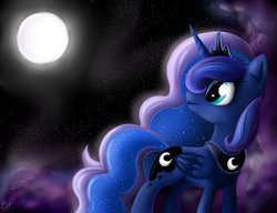 Size: 1024x788 | Tagged: safe, artist:b---k, princess luna, g4, female, mist, moon, night, solo