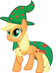 Size: 4282x5578 | Tagged: safe, artist:spectty, applejack, g4, absurd resolution, cape, clothes, female, raised hoof, simple background, solo, transparent background, vector, wizard