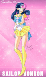 Size: 1693x2850 | Tagged: safe, artist:shinta-girl, bon bon, sweetie drops, human, g4, boots, crossover, female, high heel boots, humanized, light skin, sailor moon (series), sailor senshi, shoes, solo, thigh boots