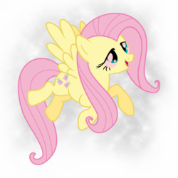 Size: 512x512 | Tagged: safe, fluttershy, pegasus, pony, g4, bloodshot eyes, drugs, female, flutterhigh, flying, high, mare, open mouth, open smile, partially transparent background, simple background, smiling, smoke, solo, transparent background