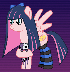 Size: 977x1009 | Tagged: safe, artist:ridleywolf, angel, angel pony, pegasus, pony, anarchy stocking, animated, blinking, clothes, crossover, honekoneko, panty and stocking with garterbelt, ponified, solo, stockings