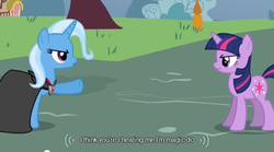 Size: 640x355 | Tagged: safe, screencap, trixie, twilight sparkle, g4, magic duel, meme, youtube caption