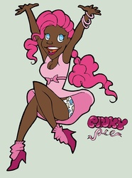 Size: 716x964 | Tagged: safe, artist:anoff, pinkie pie, human, g4, dark skin, female, humanized, solo