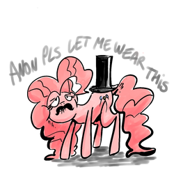 Size: 1024x1024 | Tagged: safe, artist:ciircuit, pinkie pie, earth pony, pony, g4, butt hat, female, hat, moustache, plothat, solo, top hat