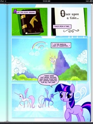 Size: 720x960 | Tagged: safe, idw, official comic, princess celestia, princess luna, twilight sparkle, pony, unicorn, friendship is magic, g4, my little pony: friendship is magic, my little pony: the magic begins, official, spoiler:comic, female, idw advertisement, mare, preview, unicorn twilight