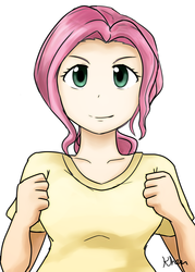 Size: 893x1250 | Tagged: safe, artist:kprovido, fluttershy, human, g4, female, humanized, light skin, solo