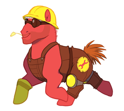 Size: 502x450 | Tagged: safe, artist:steammonster, pony, engineer, engineer (tf2), ponified, solo, team fortress 2
