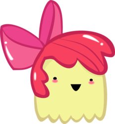 Size: 557x600 | Tagged: safe, artist:huoratron, apple bloom, ghost, g4, female, pac-man, simple background, solo, transparent background