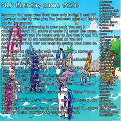 Size: 2000x2000 | Tagged: safe, apple bloom, applejack, derpy hooves, dinky hooves, discord, fluttershy, pinkie pie, princess luna, queen chrysalis, rainbow dash, rarity, scootaloo, shining armor, sunset shimmer, sweetie belle, trixie, twilight sparkle, pegasus, pony, g4, birthday game, cutie mark crusaders, exploitable meme, female, mare