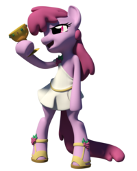 Size: 1024x1280 | Tagged: safe, artist:clawed-nyasu, berry punch, berryshine, earth pony, pony, g4, 3d, bipedal, clothes, dionysus, female, simple background, solo, toga, transparent background
