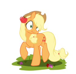 Size: 5118x5000 | Tagged: safe, artist:lolepopenon, applejack, earth pony, pony, g4, absurd resolution, apple, derp, female, scrunchy face, simple background, solo, transparent background