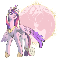 Size: 800x800 | Tagged: safe, artist:idrawweeklypony, princess cadance, alicorn, pony, g4, female, mare, simple background, smiling, solo, spread wings, transparent background