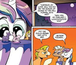 Size: 699x597 | Tagged: safe, idw, official comic, 8-bit (g4), gaffer, shining armor, friendship is magic #11, g4, spoiler:comic, 8-bit