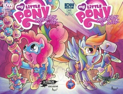 Size: 2530x1920 | Tagged: safe, artist:agnesgarbowska, idw, pinkie pie, rainbow dash, g4, cover, poster