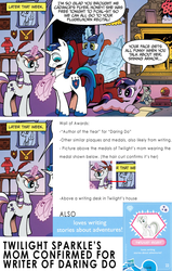 Size: 743x1169 | Tagged: safe, idw, official comic, daring do, night light, shining armor, twilight sparkle, twilight velvet, g4, spoiler:comic, spoiler:comic11, comic, female, filly, filly twilight sparkle, heart, jossed, magic, magic aura, male, mare, mind blown, stallion, younger
