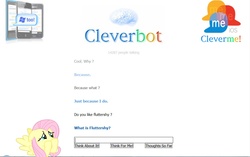 Size: 1008x634 | Tagged: safe, fluttershy, g4, cleverbot, female, meme, sad, stupid, text