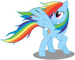 Size: 1940x1574 | Tagged: dead source, safe, artist:eytosh, rainbow dash, g4, .svg available, alternate hairstyle, female, raised hoof, show accurate, simple background, solo, spread wings, svg, transparent background, vector, wings