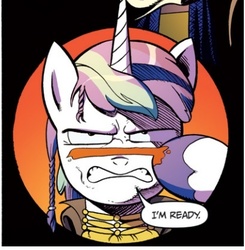 Size: 408x416 | Tagged: safe, idw, official comic, shining armor, pony, unicorn, g4, spoiler:comic, spoiler:comic11, adam ant, angry, gritted teeth, looking at you, male, rage, shining armor is not amused, solo, stallion, unamused