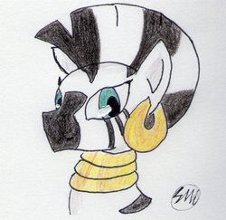 Size: 954x928 | Tagged: safe, artist:sakuramitsonomi, zecora, zebra, g4, female, solo, traditional art