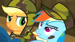 Size: 911x511 | Tagged: safe, screencap, applejack, rainbow dash, g4