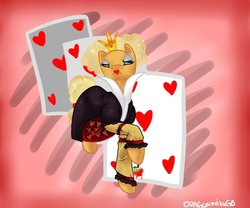 Size: 979x816 | Tagged: safe, artist:zombiicrow, applejack, g4, alice in wonderland, red queen