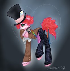 Size: 886x902 | Tagged: safe, artist:zombiicrow, pinkie pie, g4, alice in wonderland, clothes, crossover, female, mad hatter, solo