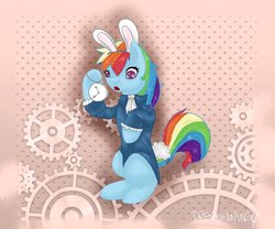 Size: 979x816 | Tagged: safe, artist:zombiicrow, rainbow dash, g4, alice in wonderland, crossover, female, solo, white rabbit