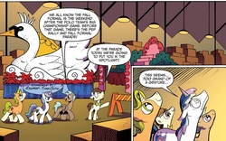 Size: 1040x650 | Tagged: safe, artist:andypriceart, idw, official comic, 8-bit (g4), gaffer, gizmo, shining armor, pony, swan, unicorn, g4, spoiler:comic, spoiler:comic11, comic, drop dead gorgeous, male, stallion
