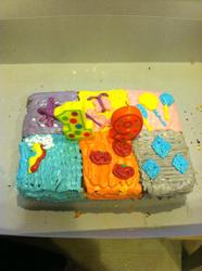 Size: 716x960 | Tagged: safe, applejack, fluttershy, pinkie pie, rainbow dash, rarity, twilight sparkle, g4, birthday, cake, customized toy, cutie mark, food, food art, irl, photo