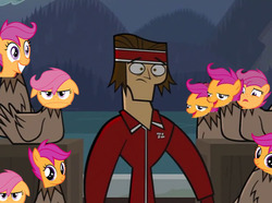 Size: 565x421 | Tagged: safe, scootaloo, chicken, g4, chickun, exploitable meme, meme, scootachicken, total drama island, tyler, tylerkun