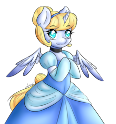 Size: 1134x1209 | Tagged: safe, artist:fatcakes, alicorn, pony, bipedal, cinderella, clothes, disney, disney princess, dress, ponified, puffy sleeves, simple background, solo, transparent background