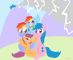 Size: 1777x1440 | Tagged: safe, artist:coggler, firefly, rainbow blaze, rainbow dash, scootaloo, pegasus, pony, g1, g4, adopted offspring, family, female, filly, firefly as rainbow dash's mom, foal, g1 to g4, generation leap, male, mare, parent, parent:firefly, parent:rainbow blaze, parents:fireblaze, scootadoption, ship:fireblaze, shipping, siblings, sisters, straight