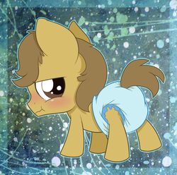 Size: 948x942 | Tagged: safe, artist:cuddlehooves, oc, oc only, oc:butterscotch, pony, baby, baby pony, cuddlehooves is trying to murder us, cute, diaper, foal, poofy diaper, solo