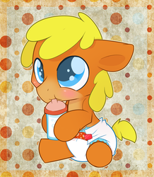 Size: 908x1040 | Tagged: safe, artist:cuddlehooves, oc, oc only, oc:peanut, pony, baby, baby pony, diaper, foal, poofy diaper, solo