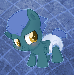 Size: 964x972 | Tagged: safe, artist:cuddlehooves, oc, oc only, pony, baby, baby pony, diaper, foal, poofy diaper, solo