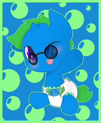 Size: 829x1008 | Tagged: safe, artist:cuddlehooves, oc, oc only, pony, baby, baby pony, diaper, foal, glasses, poofy diaper, solo