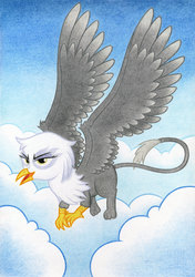 Size: 2000x2838 | Tagged: safe, artist:agamnentzar, oc, oc only, griffon, artemisia, flying, solo