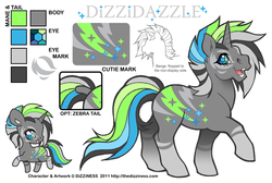 Size: 700x471 | Tagged: safe, artist:dizziness, oc, oc only, oc:dizzidazzle, hybrid, pony, twinkle eyed pony, unicorn, zebra, zebracorn, 2011, chibi, coat markings, color palette, horn, hybrid oc, open mouth, open smile, ponysona, raised hoof, simple background, smiling, socks (coat markings), solo, unicorn oc, white background, zebra hybrid