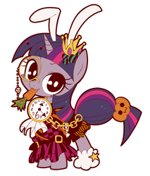 Size: 712x834 | Tagged: safe, artist:うめぐる, artist:うめのぐるぐる三世, part of a set, twilight sparkle, g4, carrot, clothes, female, halloween, monocle, pixiv, solo, suit, watch