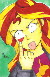 Size: 800x1238 | Tagged: safe, artist:mayorlight, sunset shimmer, equestria girls, g4, akanbe, female, solo