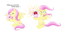 Size: 3000x1680 | Tagged: safe, artist:schreibaby-zephyr, fluttershy, whismur, g4, crossover, pokémon, screaming, snuggling