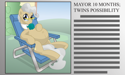 Size: 18000x10800 | Tagged: safe, artist:xniclord789x, mayor mare, g4, absurd resolution, chair, female, newspaper, pregnant, solo