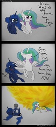 Size: 1024x2304 | Tagged: safe, artist:ap0st0l, princess celestia, princess luna, g4, comic, funny, moon, sun