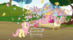 Size: 640x355 | Tagged: safe, screencap, fluttershy, pinkie pie, butterfly, g4, meme, youtube caption