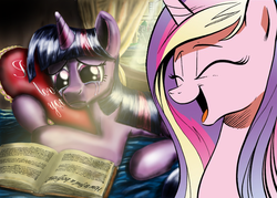 Size: 1440x1030 | Tagged: safe, princess cadance, twilight sparkle, g4, cadance laughs at your misery, crying, exploitable meme, forever a virgin, forever alone, lonely, meme, pillow