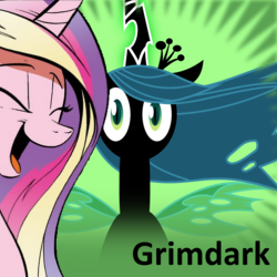 Size: 250x250 | Tagged: safe, princess cadance, queen chrysalis, g4, cadance laughs at your misery, exploitable meme, meme, meta:grimdark, official spoiler image, spoilered image joke