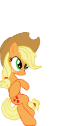 Size: 251x379 | Tagged: safe, artist:unitoone, applejack, earth pony, pony, g4, bipedal, bipedal leaning, crossed hooves, female, pixel art, simple background, solo