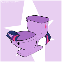 Size: 700x700 | Tagged: safe, artist:sanders, twilight sparkle, original species, toilet pony, g4, but why, c:, implied scat, inanimate tf, solo, species swap, toilet, toilet sparkle, transformation, wat, why