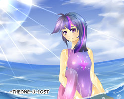 Size: 999x799 | Tagged: safe, artist:the0ne-u-lost, twilight sparkle, human, g4, clothes, female, humanized, one-piece swimsuit, solo, swimsuit